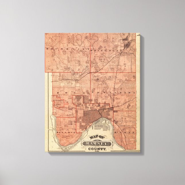 Impressão Em Tela Mapa do Condado de Ramsey, Minnesota (Frente)