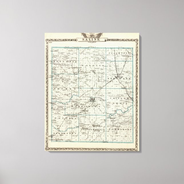 Impressão Em Tela Mapa do Condado de Saline (Frente)