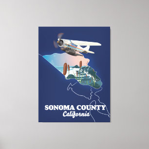 Impressão Em Tela Mapa do Condado de Sonoma Califórnia
