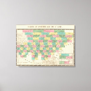 Impressão Em Tela Mapa do conjunto de Ásia