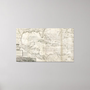 Impressão Em Tela Mapa do   das caraíbas 1715