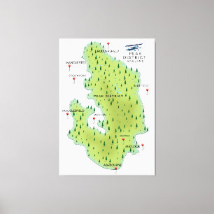 Impressão Em Tela Mapa do Distrito de Pico de Inglaterra