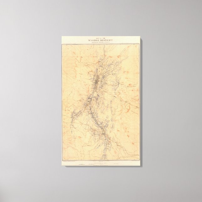 Impressão Em Tela Mapa do distrito de Washoe mostrando reivindicaçõe (Frente)