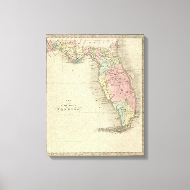 Impressão Em Tela Mapa do Estado da Flórida (Frente)