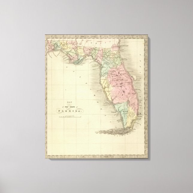 Impressão Em Tela Mapa do Estado da Flórida (Frente)