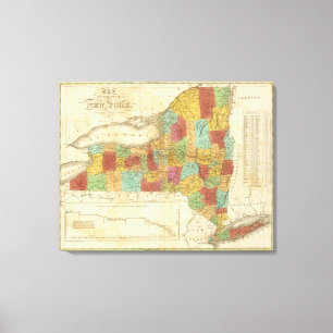 Impressão Em Tela Mapa do estado de New York