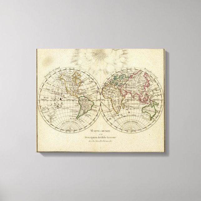 Impressão Em Tela Mapa do hemisfério duplo (Frente)