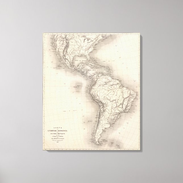 Impressão Em Tela Mapa do Império Espanhol nas Américas (Frente)