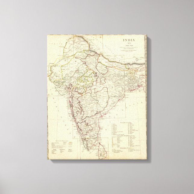 Impressão Em Tela Mapa do Índice Índia XII (Frente)