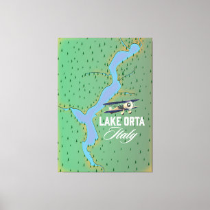 Impressão Em Tela Mapa do lago do Lago Orta Itália