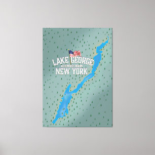 Impressão Em Tela Mapa do Lago George New York