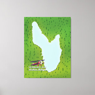 Impressão Em Tela Mapa do lago Hubbard Norte Michigan