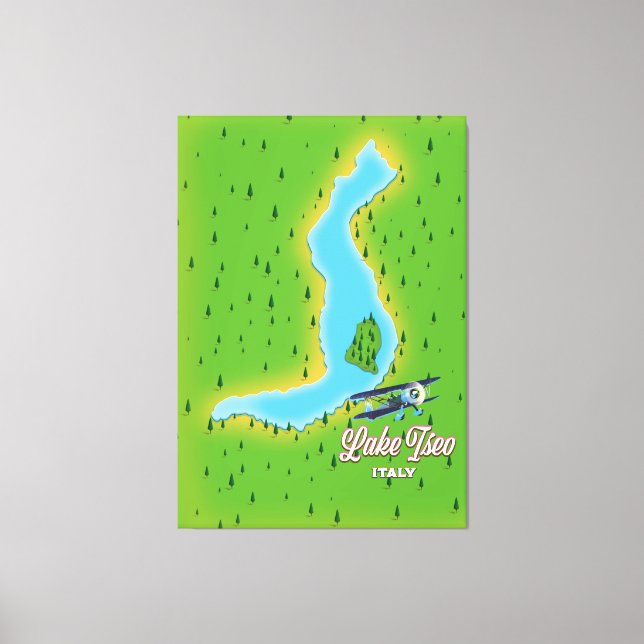 Impressão Em Tela Mapa do Lago Iseo Itália (Frente)