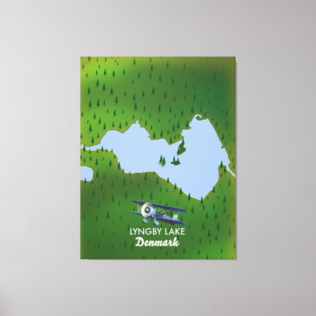 Impressão Em Tela Mapa do Lago Lyngby Dinamarca (Frente)