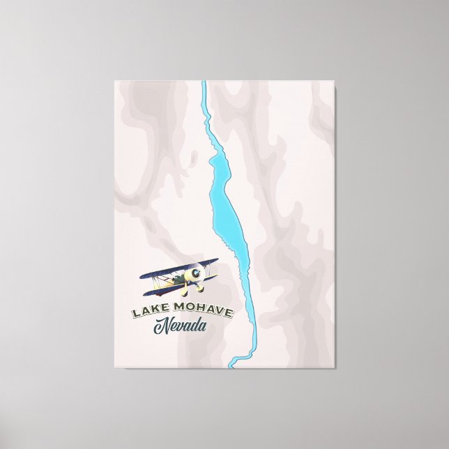 Impressão Em Tela Mapa do Lago Mohave Nevada (Frente)