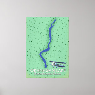 Impressão Em Tela Mapa do Lago Okanagan British Columbia Canada