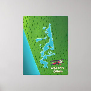 Impressão Em Tela Mapa do Lago Pape Letônia