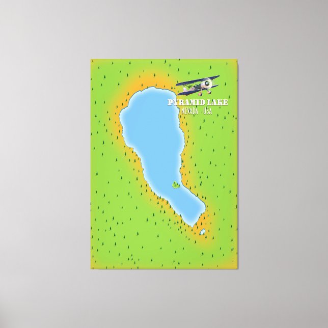 Impressão Em Tela mapa do lago Pyramid Nevada EUA (Frente)