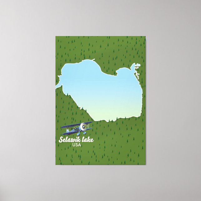 Impressão Em Tela mapa do lago Selawik Alasca (Frente)