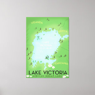 Impressão Em Tela Mapa do Lago Vitória - arte de viagem do Grande La