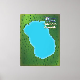 Impressão Em Tela Mapa do Lund Fjord na Dinamarca