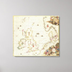 Impressão Em Tela Mapa do Mar do Norte, c.1675