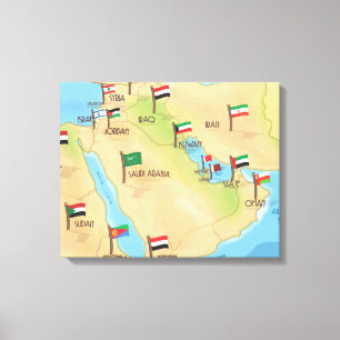 Impressão Em Tela Mapa do Médio Oriente