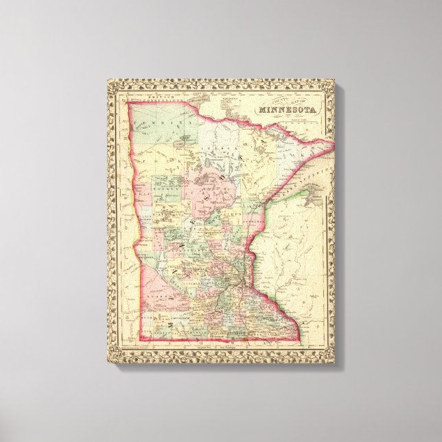 Impressão Em Tela Mapa do Minnesota por Mitchell (Frente)