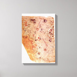 Impressão Em Tela Mapa do Mundo Antigo de Piri Reis sobre Envolvimen