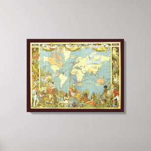 Impressão Em Tela Mapa do mundo antigo do Império Britânico, 1886