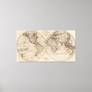Impressão Em Tela Mapa do mundo antiquado (1795)