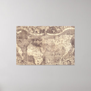 Impressão Em Tela Mapa do Mundo de Martin Waldseemuller 1507