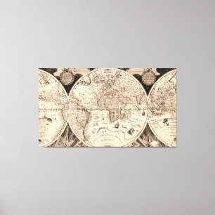 Impressão Em Tela Mapa do mundo do vintage