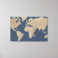 Mapa do Mundo Dourado e Azul