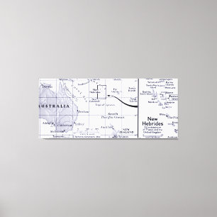 Impressão Em Tela Mapa do oceano de South Pacific