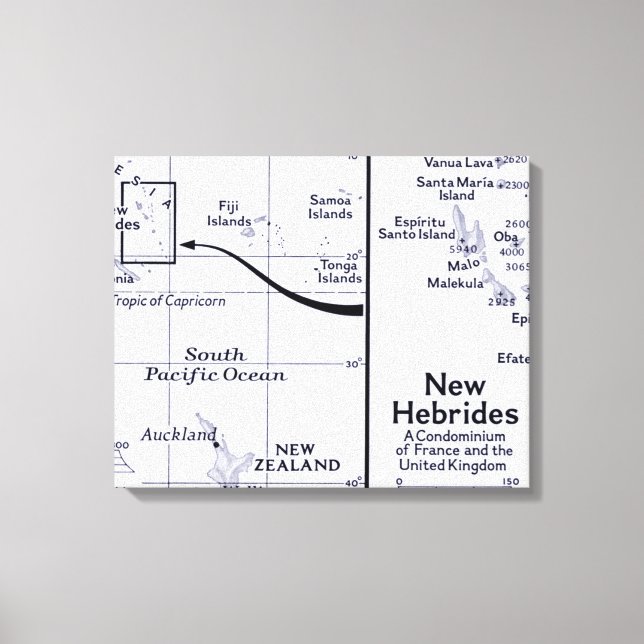 Impressão Em Tela Mapa do Oceano Pacífico Sul (Frente)