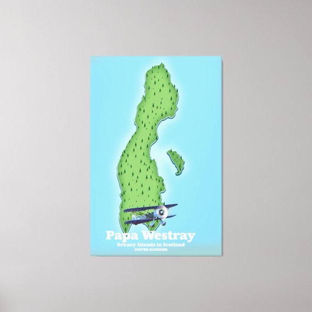Impressão Em Tela Mapa do Papa Westray Scotland. (Frente)