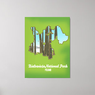 Impressão Em Tela Mapa do parque nacional de Białowieża Polónia