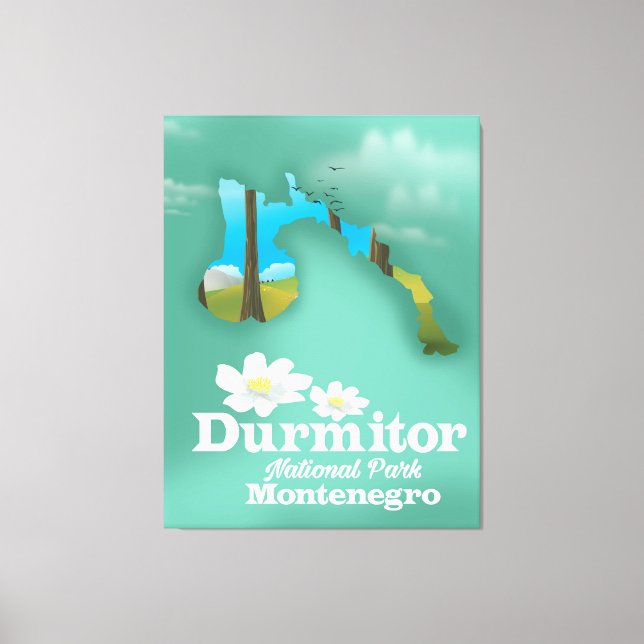 Impressão Em Tela mapa do parque nacional Durmitor, Montenegro (Frente)