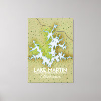 Mapa do Poster de viagens do Lago Martin Alabama.