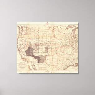 Impressão Em Tela Mapa do progresso dos Estados Unidos das rotas e