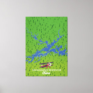 Impressão Em Tela Mapa do reservatório de Xin'anjiang na China