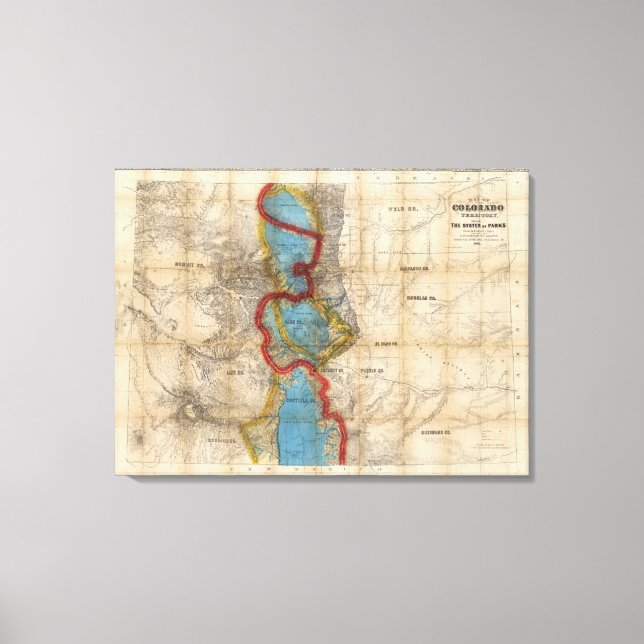Impressão Em Tela Mapa do Território do Colorado (Frente)