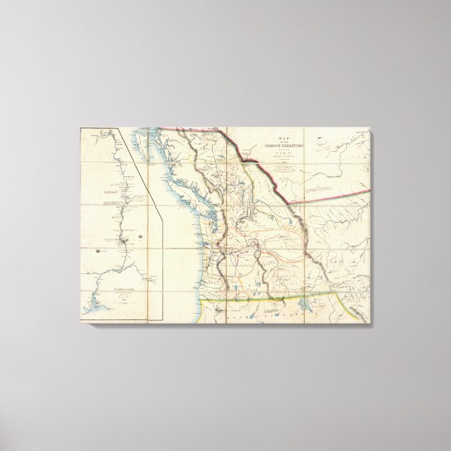 Impressão Em Tela Mapa do Território do Oregon (Frente)