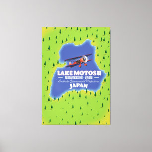 Impressão Em Tela Mapa do viagem do japonês de Motosu do lago