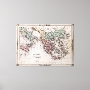 Impressão Em Tela Mapa do vintage da piscina e da Italia (1852)