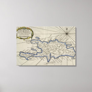 Impressão Em Tela Mapa do vintage da República Dominicana (1750)