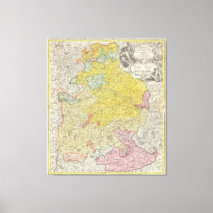Impressão Em Tela Mapa do vintage de Baviera Alemanha (1728)