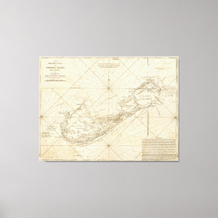 Impressão Em Tela Mapa do vintage de Bermuda (1788)