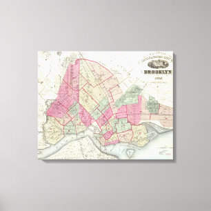 Impressão Em Tela Mapa do vintage de Brookyln (1868)